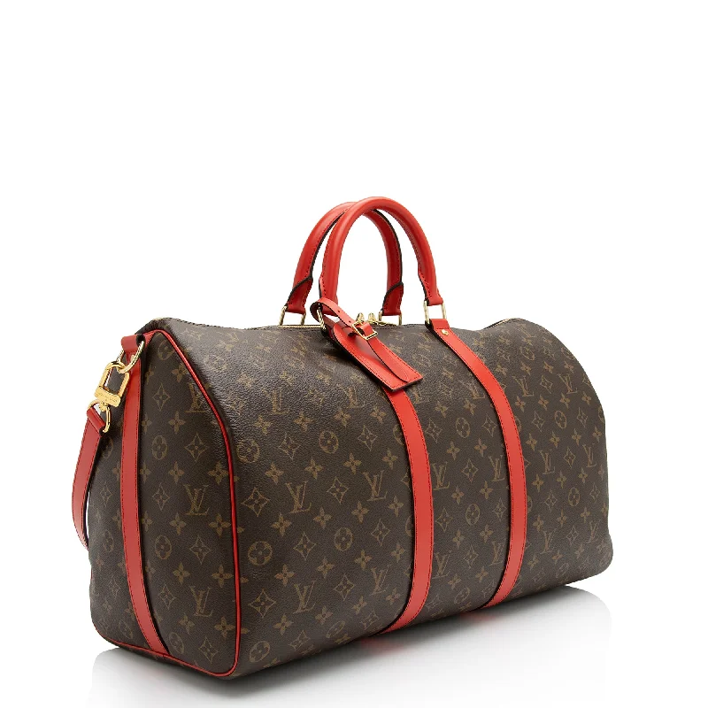 Medium - sized Louis Vuitton tote bags for work and shoppingLouis Vuitton Monogram Canvas Keepall Bandouliere 50 Duffle Bag (23912)