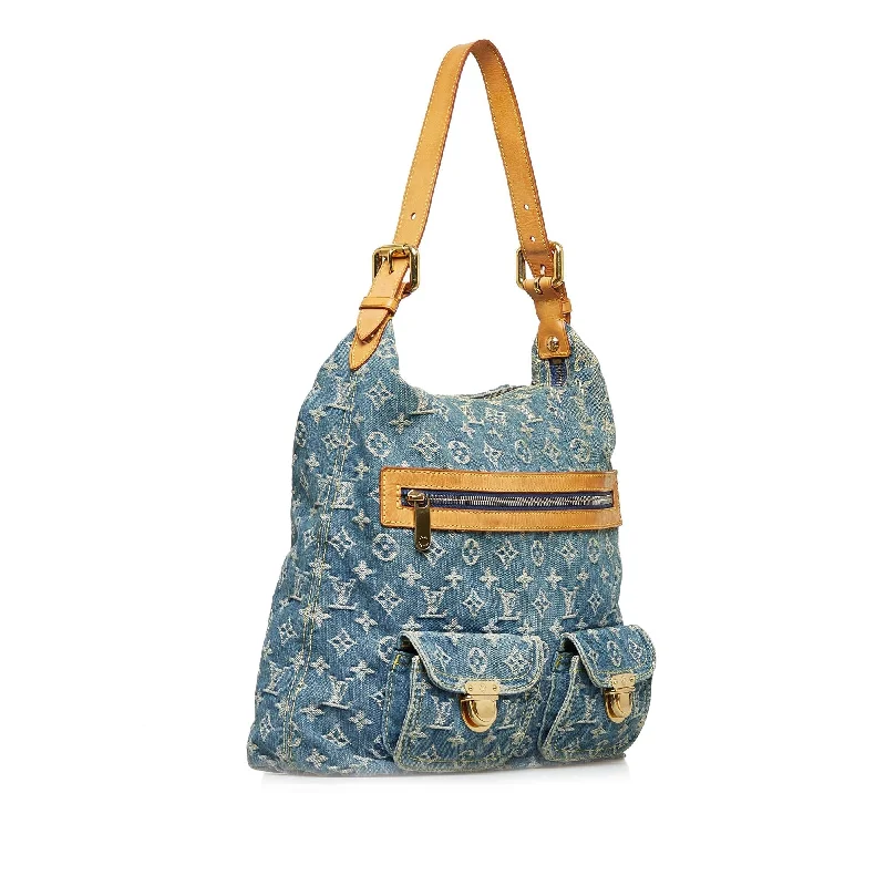 Louis Vuitton handbags with a metal - framed clasp for durabilityLouis Vuitton Monogram Denim Baggy GM (SHG-PHLwBR)