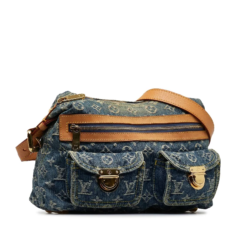 Louis Vuitton bags with a detachable mirror inside for on - the - go touch - upsLOUIS VUITTON Monogram Denim Baggy PM