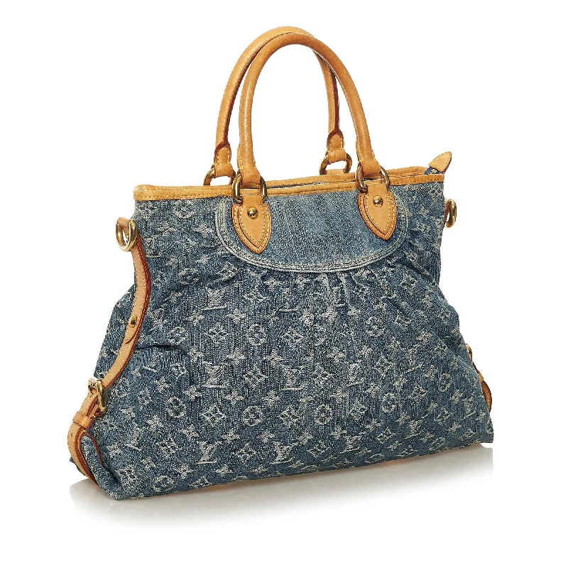 Ladies Louis Vuitton shoulder bags with a tassel decoration for charmLouis Vuitton Monogram Denim Neo Cabby GM (SHG-36548)