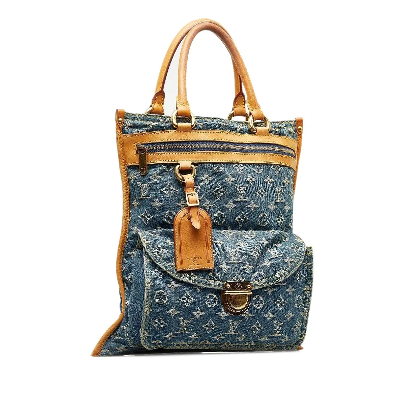 Louis Vuitton Alma bags with a leather - wrapped handle for a luxurious feelLouis Vuitton Monogram Denim Sac Plat (SHG-xNyEUX)