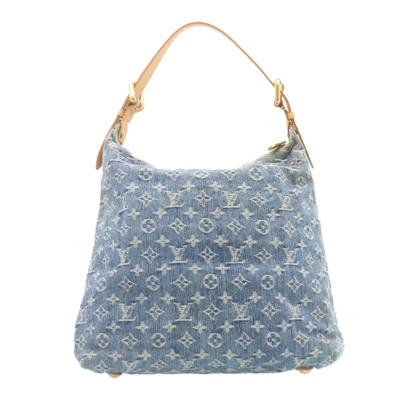 Ladies Louis Vuitton Petite Malle bags in a pastel color for a soft lookLOUIS VUITTON Monogram Denim Buggy GM Shoulder Bag Blue M95048 LV Auth 28314A