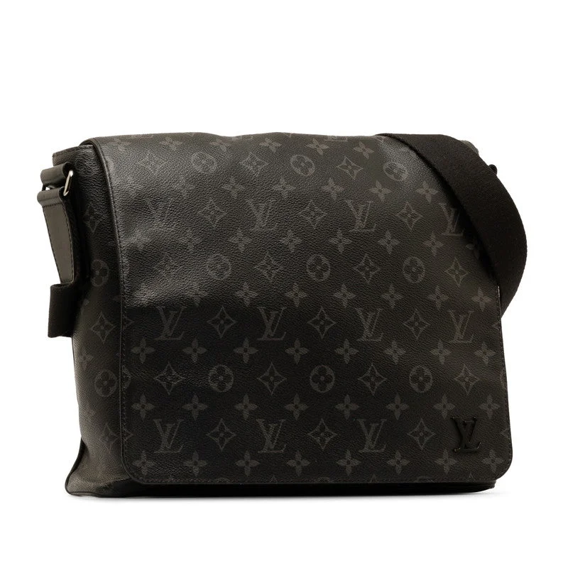 Louis Vuitton backpacks with a padded laptop compartment for travelLouis Vuitton Monogram Eclipse District MM NM Shoulder Bag Messenger Bag M44001 Black PVC Leather Men Louis Vuitton