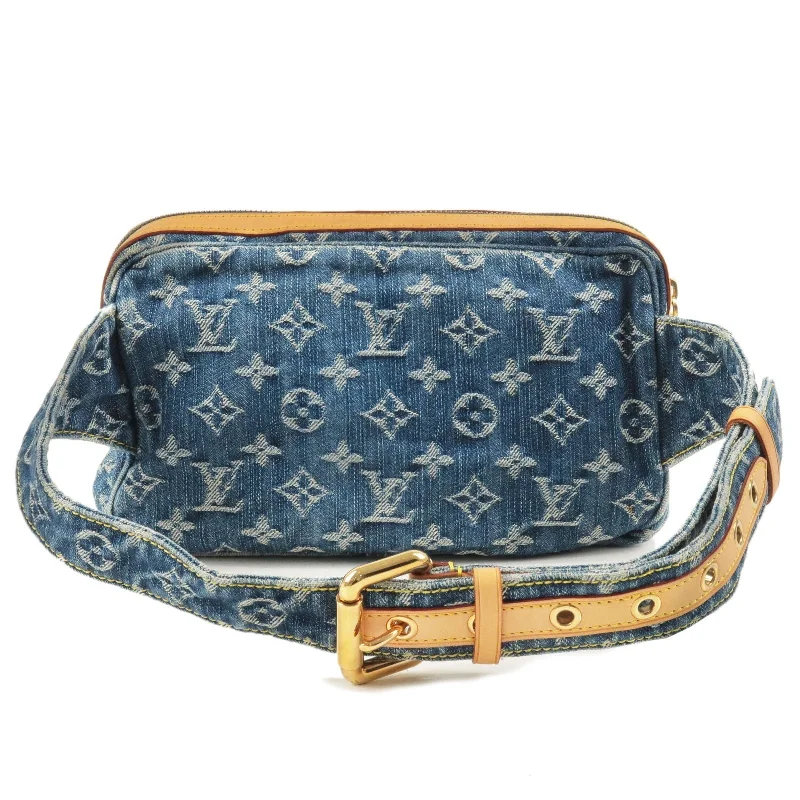 Ladies Louis Vuitton shoulder bags with a wide - width strap for comfortLouis Vuitton Monogram Denim Bum Bag Waist Bag Blue M95347