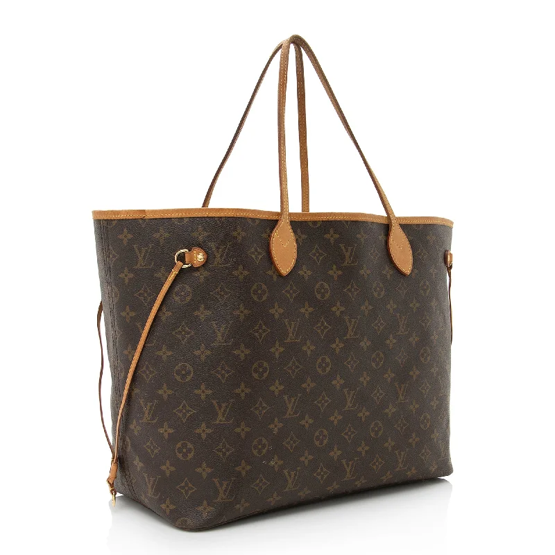 Louis Vuitton bags with a snap - button closure and a decorative charm for styleLouis Vuitton Monogram Canvas Neverfull GM Tote (22159)