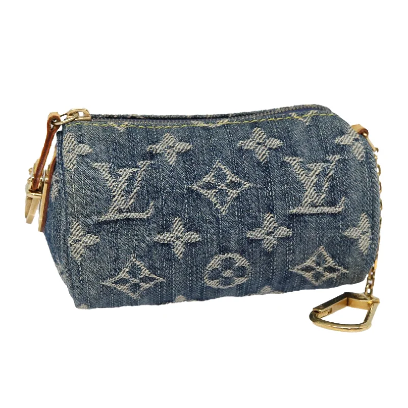 Ladies Louis Vuitton handbags with a detachable coin purse insideLOUIS VUITTON Monogram Denim Trousse Speedy Pouch Blue M95082 LV Auth 87601A