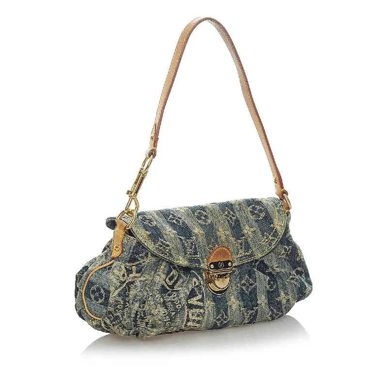 Louis Vuitton Twist bags with a crystal - embellished LV - turnlockLouis Vuitton Monogram Denim Mini Pleaty Raye (SHG-35705)