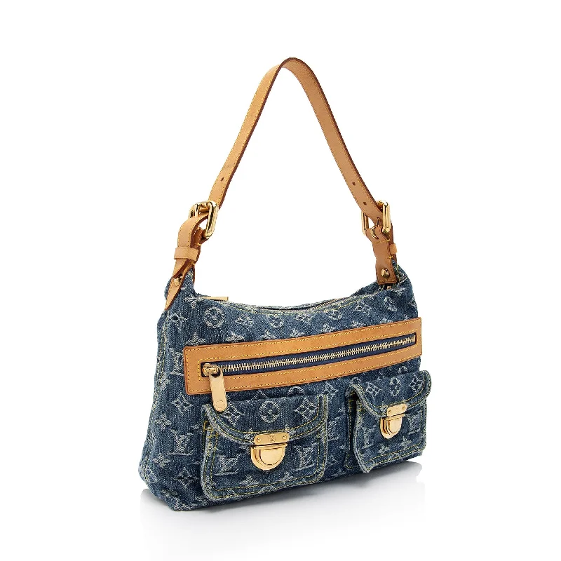 Ladies Louis Vuitton shoulder bags with a tassel decoration for charmLouis Vuitton Monogram Denim Baggy PM Shoulder Bag (SHF-ryLUhk)