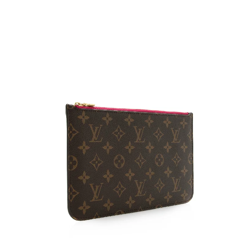 Louis Vuitton bags with a zip - around closure for enhanced securityLouis Vuitton Monogram Canvas Neverfull GM Pochette (22833)