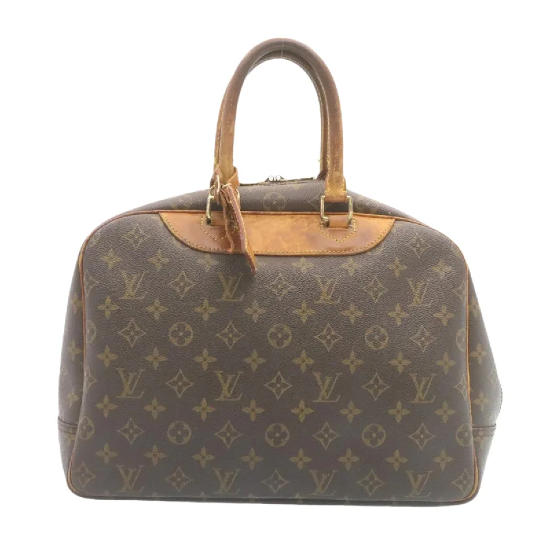 Louis Vuitton tote bags with a printed LV logo on the front for brand visibilityLOUIS VUITTON Monogram Deauville Hand Bag M47270 LV Auth ds379