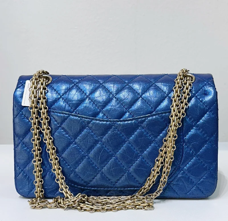 Chanel All - Match Handbag for Versatile Styling19A Chanel Iridescent Royal Electric Blue 2.55 225 Medium Reissue Flap Bag