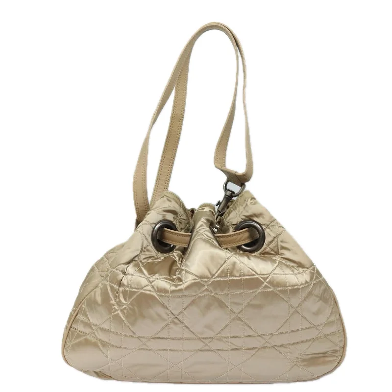 Stylish Christian Dior shoulder bags with a tassel - adorned zipperCHRISTIAN DIOR Lady Dior Canage Shoulder Bag Nylon Beige Auth ep4656