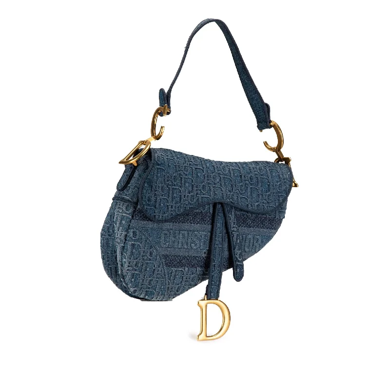 Christian Dior bags with a detachable coin purse insideDior Oblique Denim Saddle Bag (byX9EU)