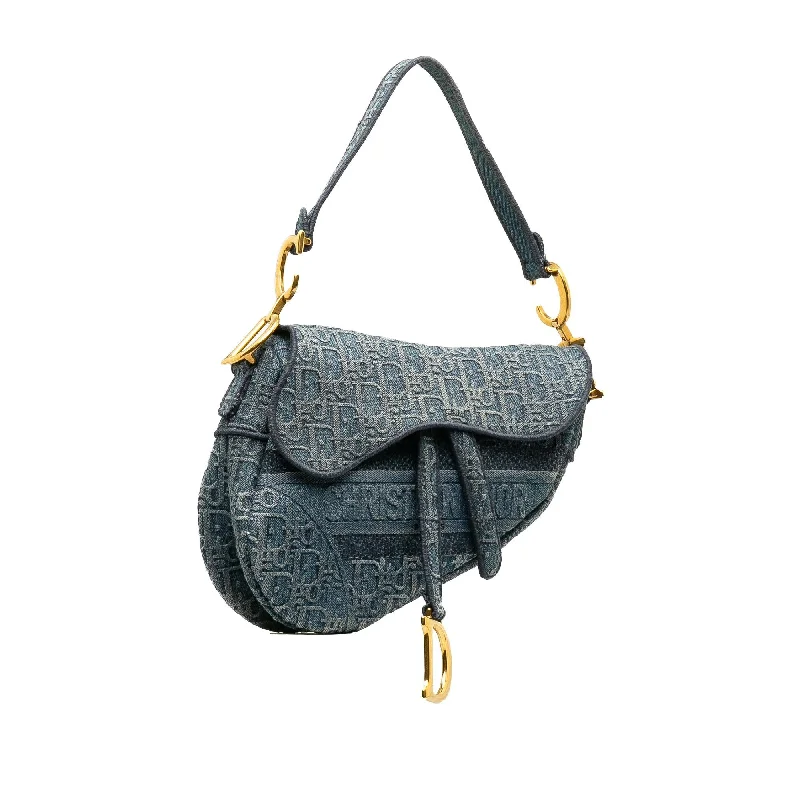 Christian Dior bags with a quilted pattern and gold - toned hardwareDior Oblique Denim Saddle Bag (tFXGoz)