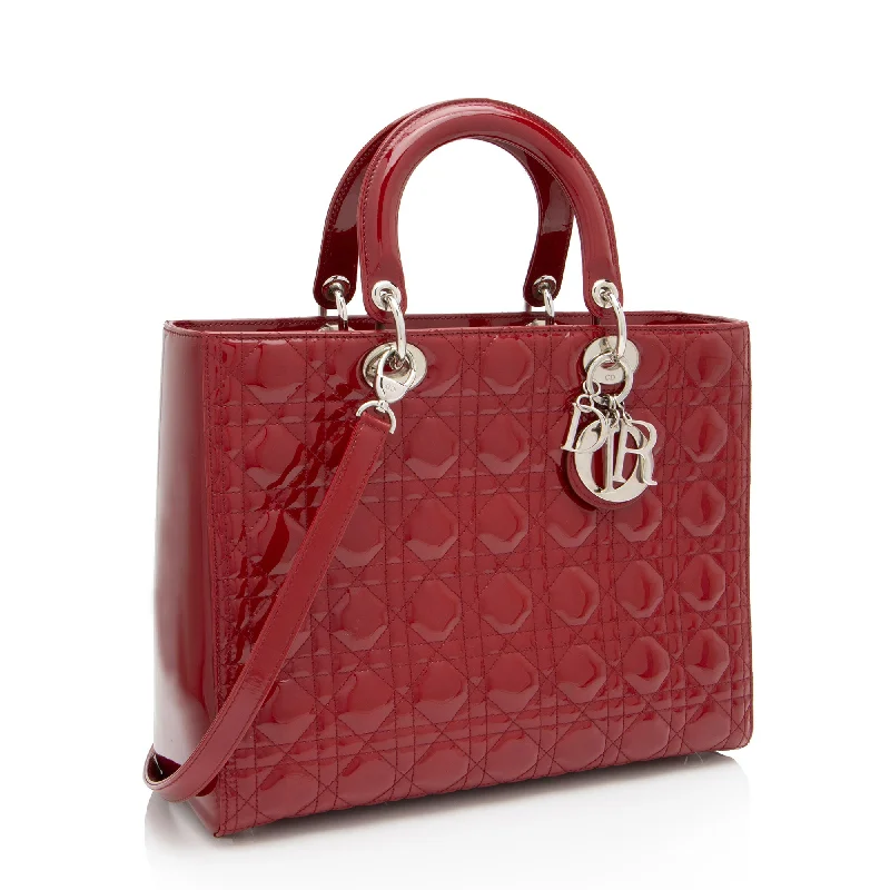 Fashion - forward Christian Dior tote bags for the modern womanDior Patent Leather Lady Dior Large Tote (Fee2T5)